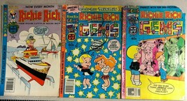 RICHIE RICH &amp; GEMS lot of (3) issues (1979-1982) Harvey Comics - $9.89