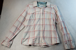 Columbia Shirt Womens Medium Multi Plaid Nylon Long Sleeve Collared Button Down - £13.80 GBP