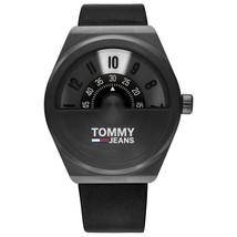 Tommy Hilfiger Hombres Cuarzo Correa de Cuero Negro Dial 42mm Reloj 1791773 - $131.84