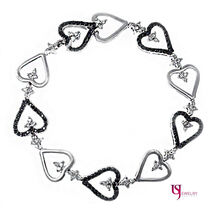 Women's Ladies Heart Link Bracelet 1.84 TCW Black Diamond 14k White Gold - $3,464.10 Women's Ladies Heart Link Bracelet 1.84 TCW Black Diamond 14k White Gold - $3,464.10