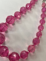 Hot Pink Single Layer Chunky Necklace Beaded Statement Necklace 17&quot; - £13.84 GBP