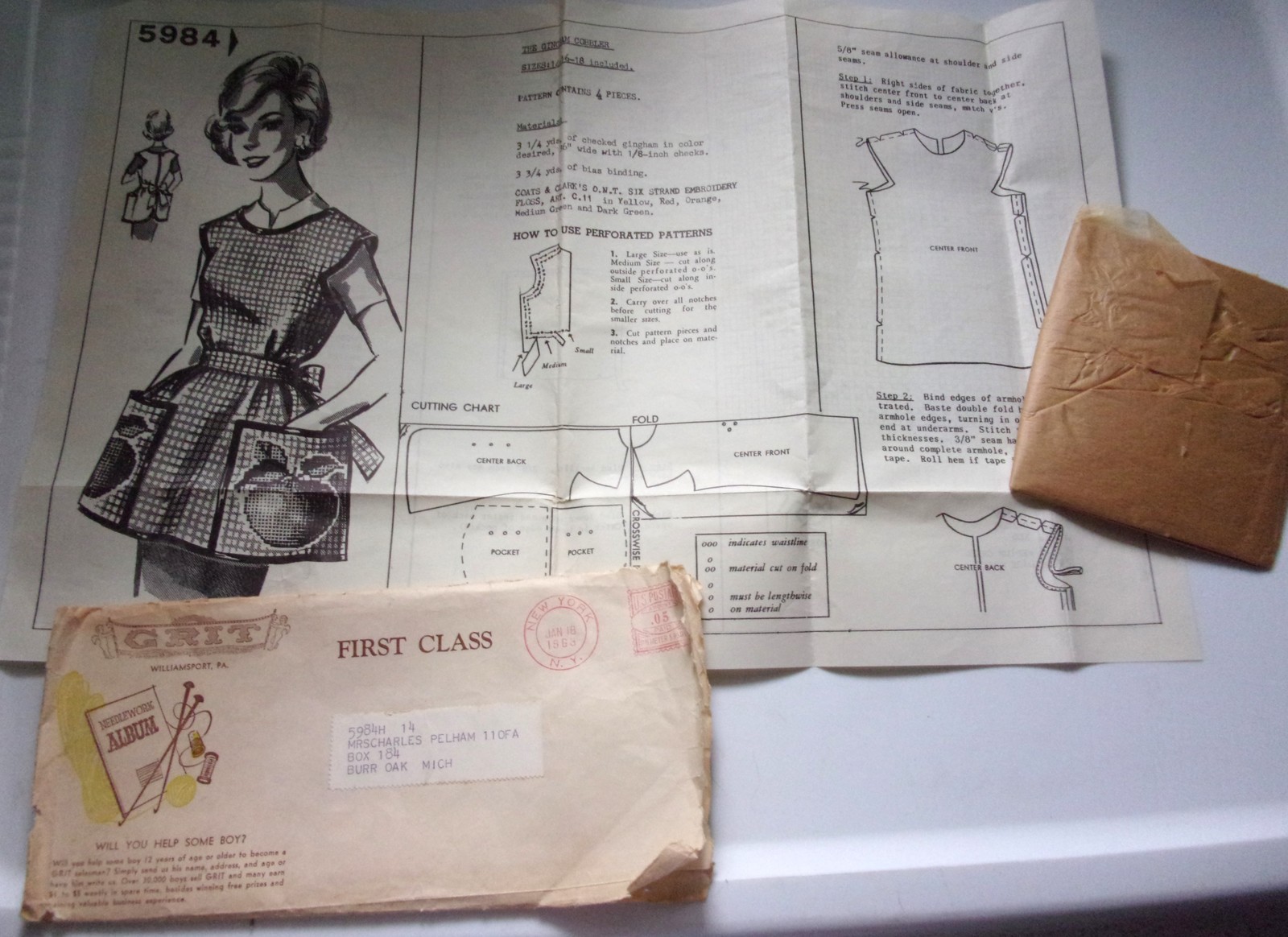 Vintage Grit Needlework Album Apron Pattern 1968 - $5.99