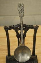 Vintage Pewter Metalware Norse Viking Figural Tip Serving Spoon 7.25&quot; - £19.54 GBP