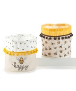 Bee Canvas Planter Storage Bins Set of 2 Buzz Fully Lined Waterproof 7&quot; ... - £11.68 GBP