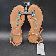 New w/Tags Time and Tru Women&#39;s Jeweled T-Strap Brown Flat Sandal Free S... - $19.79