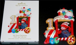 My 1st Christmas Tree Ornament Picture Frame My First Hallmark Train NEW - $14.50