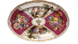 Antique Meissen Platter with Dresden Style hand Painted Portrait Courting Scenes - £546.83 GBP