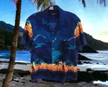 Vintage Kennington California Hawaiian Palms Sailboat Button Up Shirt Si... - £19.05 GBP