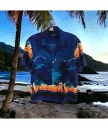 Vintage Kennington California Hawaiian Palms Sailboat Button Up Shirt Si... - £18.96 GBP