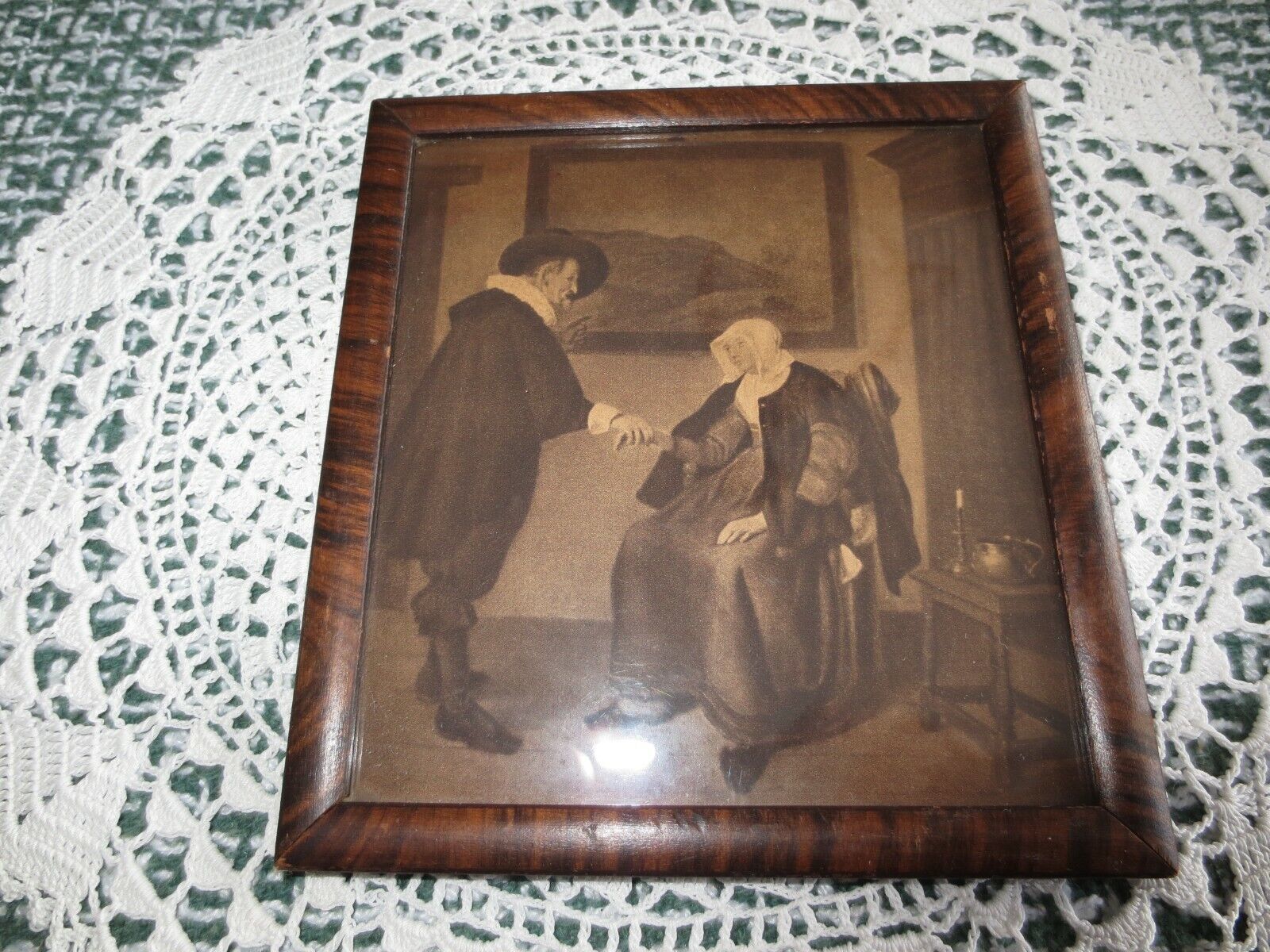 Primary image for Antique ERA COUPLE PRINT in John Schullian ARTISTIC PICTURE FRAME - 5" x 5 1/2"