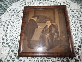 Antique Era Couple Print In John Schullian Artistic Picture Frame - 5&quot; X 5 1/2&quot; - £9.58 GBP