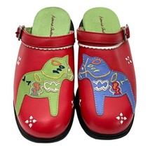 Hannah Anderson Girls Clogs Red Horse Size 36 EU 3.5Y USA Leather Shoes - $43.11