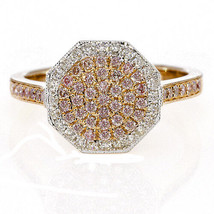 Real 0.88ct Natural Fancy Pink Diamonds Engagement Ring 18K Solid Gold 6G Band - £1,587.15 GBP