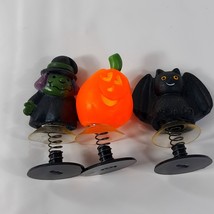 Vintage Halloween POP UP Toys x3 spring jump up suction Witch Pumpkin Bat - $18.00