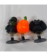 Vintage Halloween POP UP Toys x3 spring jump up suction Witch Pumpkin Bat - $18.00