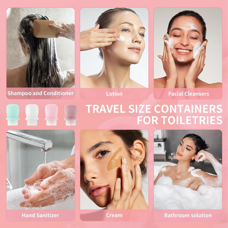 4 Pack 1Oz Silicone Travel Bottles Leak Proof Squeeze Bottles for Toiletries Sha Item image 4