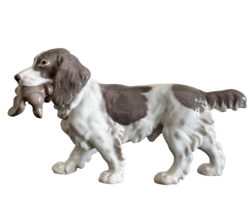 Vintage Bing &amp; Grondahl Spaniel Dog Porcelain Figurine with Bird #2061 - $123.75