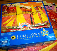 Jigsaw Puzzle 1000 Pieces Heronim Hometown Tall Ship Ocean Star Sailing Complete - $13.85
