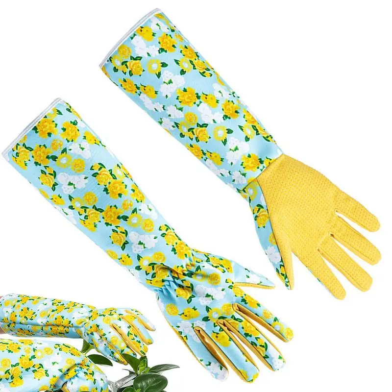 Oves floral print rose pruning gloves thorn proof long elbow length gauntlet gloves for thumb200