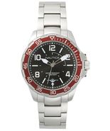 NAUTICA Pilot House Men's Watch Black Dial Red / Stainless Steel 45mm - $134.95