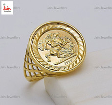 18 Kt, 22 Kt Real Gold St George Sovereign Classic Coin Dragon Slayer Men&#39;s Ring - $2,032.20+