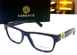 New Versace Mod. 3295 5342 Navy Blue W/GOLD Medusa Authentic Eyeglasses 56-18 - £186.84 GBP
