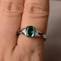 Emerald Quartz Ring, 925 Sterling Silver, Statement Ring, Handmade Ring, Emerald - £63.14 GBP