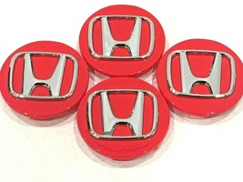 4PCS Honda Center Caps RED Chrome 2.75&quot; / 69MM CRV Civic Fit Pilot Accor... - £17.23 GBP