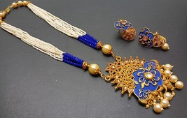 Kundan Meena Wear Ethnic Muslim Punjabi Bridal Earrings Jewelry Necklace Set10 - $45.52