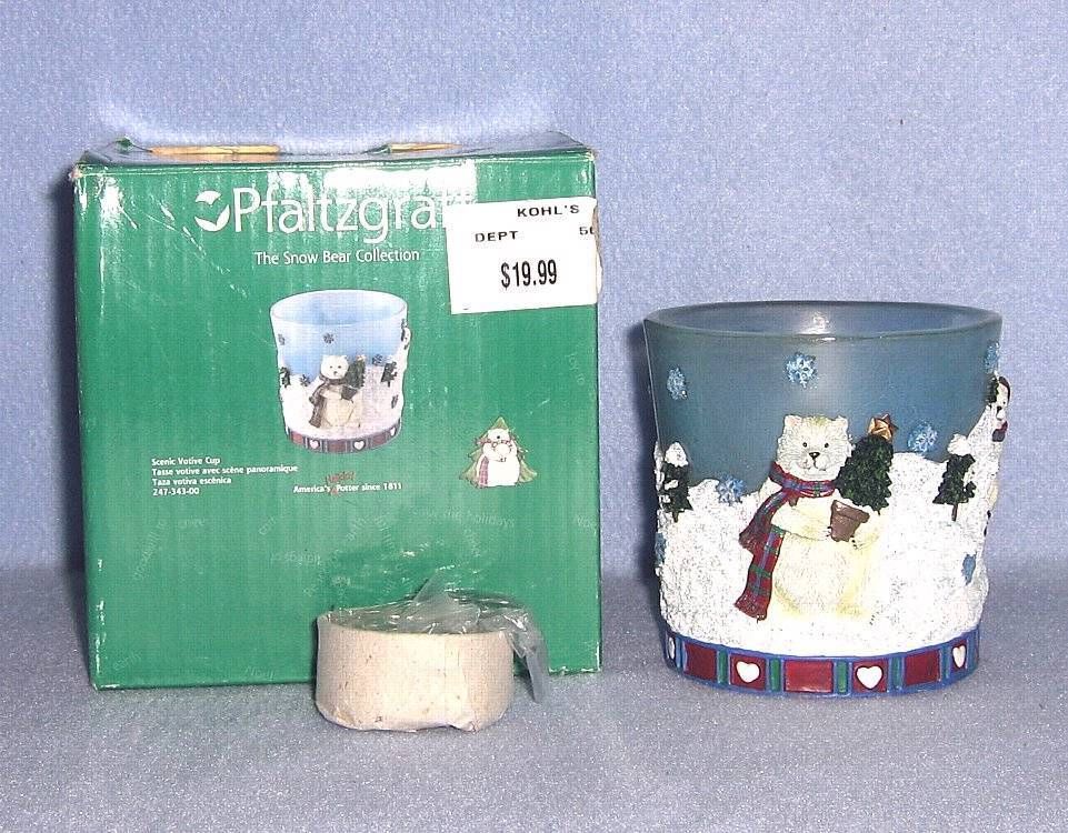 Pfaltzgraff Snow Bear Collection Scenic Votive Tealight Cup 247-343-00 w/box - $9.99