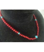 Necklace in silver 835 with CORAL and TURQUOISE Original in gift box Mad... - £42.47 GBP