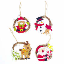 Christmas Home Decoration Wicker Ornament Cartoon Felt Ring Rattan Decorative Pe - $598.24+