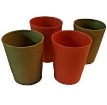 4 Tupperware Small Stackable Tumbler Cups Set #1251 Olive Green Orange 6 oz. USA - £14.59 GBP
