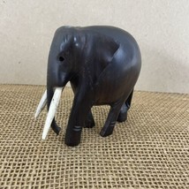 Handcrafted Small Carved White Tusk Hard Wood Elephant - £11.67 GBP