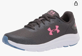 Under armour NIB GS Surge 2 girls size 7 gray pink athletic sneakers sf - $34.65