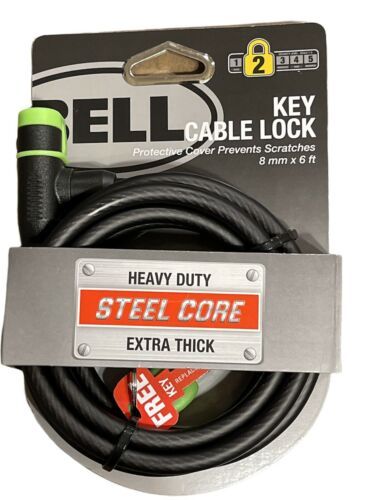 Bell Key Cable Bike Lock 8 mm 6 ft Extra Thick Level 2 Security Steel Core Black - $12.86