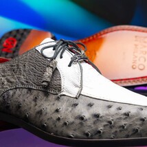 Andretti Genuine Ostrich Leg Dress Derby's Shoes Lace Up White / Gray image 8