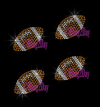 Set of 4 - FOOTBALL Balls - Iron on Rhinestone Transfer Bling Hot Fix Sp... - £7.86 GBP