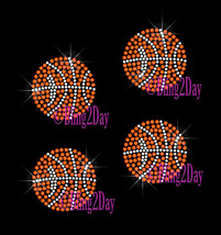 Set of 4 - BASKETBALL Balls - Iron on Rhinestone Transfer Bling Hot Fix ... - $9.99