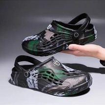 Summer Print Men&#39;s Slippers Hollow Clogs Shoes Breathable Sandals Dual-use Light - £18.57 GBP