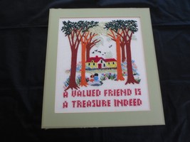 Mounted &amp; Matted A VALUED FRIEND...Crewel &amp; Cross Stitch PANEL - 15&quot; x 1... - $33.88 CAD