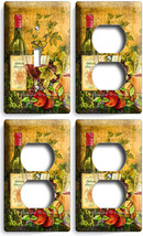 RUSTIC TUSCAN KITCHEN WINE BOTTLE WINEGLASS LIGHT SWITCH 3 OUTLET SET WA... - $36.26