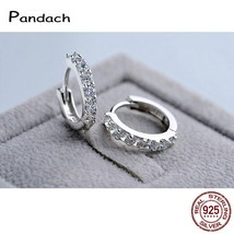 PANDACH 100% Real 925 Silver Crystal Circle Earring For Women Making Jewelry Gif - £10.39 GBP