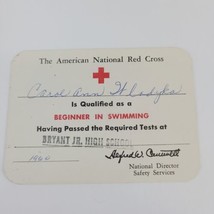 Old 1960 The American Red Cross Qualified Beginner Swimming Wallet Card ... - $9.22