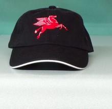 Mobil Gas Oil Pegasus Flying Horse Embroidered Adjustable Ball Cap New - $22.49
