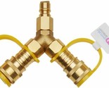 Splitter 3/8 inch Y Type Quick Connect Adapter for Natural Gas or Propan... - £18.57 GBP