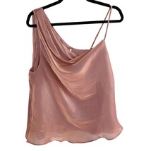 Free People Shimmy Blush Bronze One Shoulder Draped Neck Tank Medium - $39.27