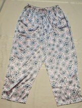 Capri Pajama Bottoms PJs Pants Floral Pink Satin Silky Lounge Sleepwear ... - $19.66