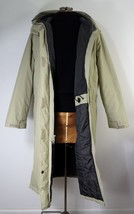 Lands End Khaki Tan Brown Long Hooded Fleece Parka Coat Polartec - $83.16