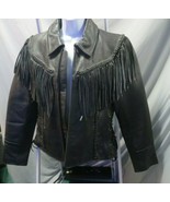 Himalaya Motor Bike Wear Womans Black Leather Fringe Motorcycle Jacket S... - £79.92 GBP
